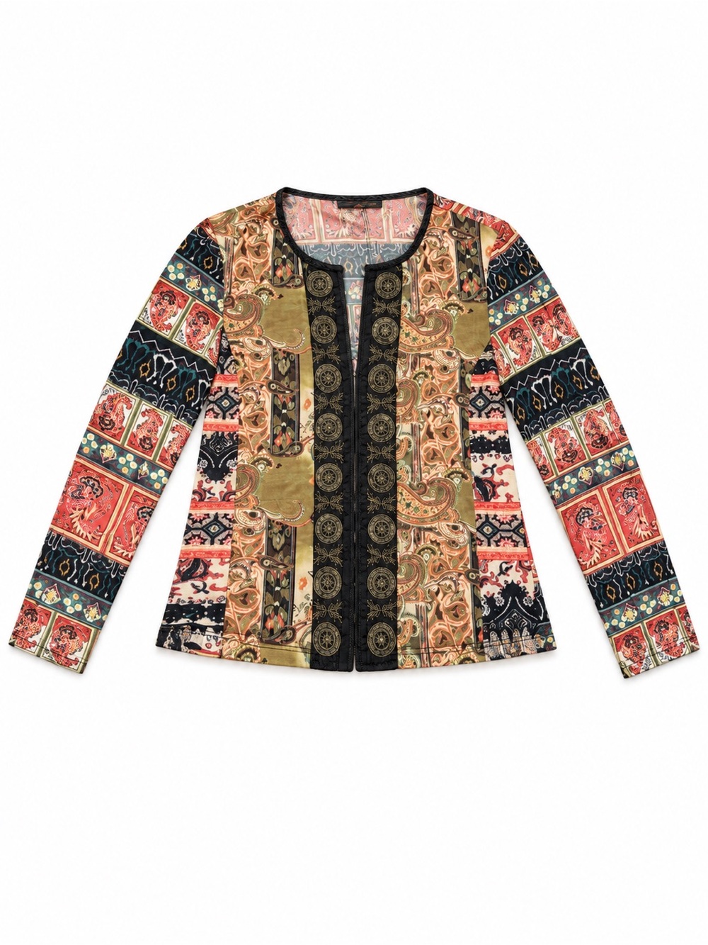 Alberto Makali Multicolor Patchwork-Print Long Sleeve Top